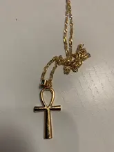 Collar sencillo con colgante de Cruz egipcia para mujer, gargantilla de aleación de Zinc, Estilo Vintage europeo, Color plateado