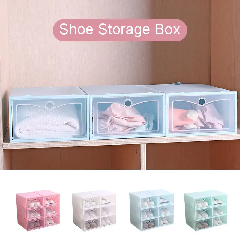 

Flip-drawer shoe box colorful transparent Storage Boxes Foldable Box Space Saver Stackable Large storage Tools closet organizer