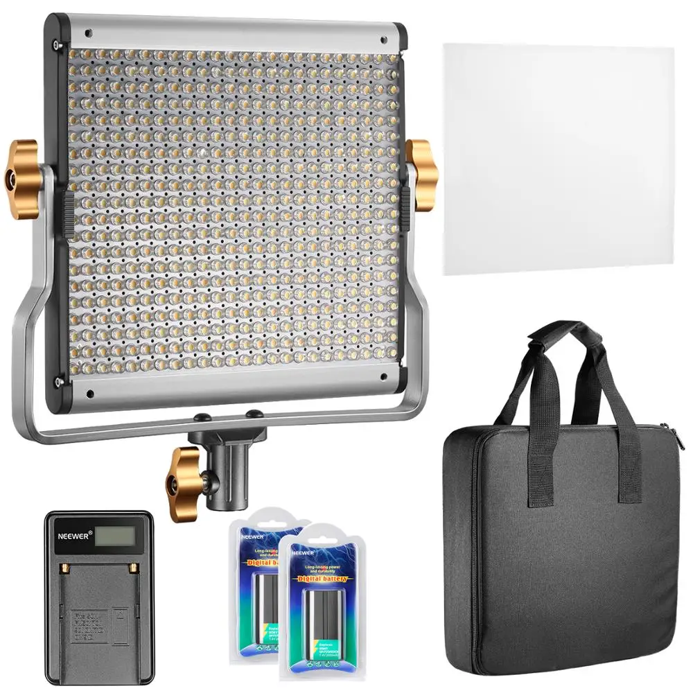 Neewer kısılabilir 480 LED Video ışığı, şarj edilebilir Li-ion pil ve USB şarj aleti DSLR kamera için fotoğraf stüdyosu fotoğraf, YouTube