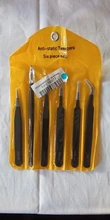 Juego de pinzas de acero inoxidable de precisión, pinzas antiestáticas ESD para reparación de teléfonos electrónicos, 6 uds.