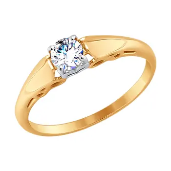 

Gold ring with cubic zirconia Sokolov, fashion jewelry, gold, 585, women's male