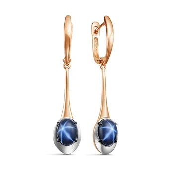 

Gold earrings 585 silver with stones: Sapphire диф