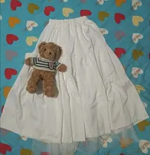 De tul Midi faldas para mujer de Otoño de 2021 de cintura alta de malla de faldas de tutú plisadas mujer blanco y negro Falda larga Streetwear