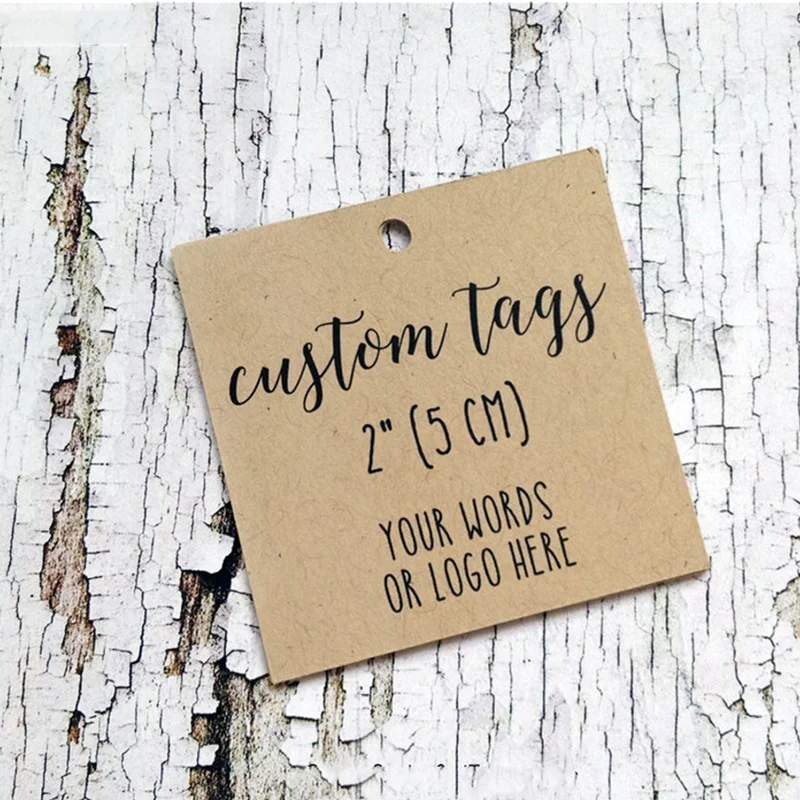 

50 Custom square tags personalized with your words or logo, tags for favors, Personalised weddings tags,showers,gifts,jars etc