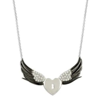 

KUTAYDAN Winged Heart Necklace 925 Sterling Silver