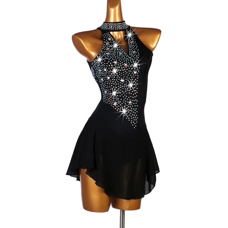 Latein Tanzkleid Damen Langarm Mit Fransen - Glitzer Showkleid Für Turniere