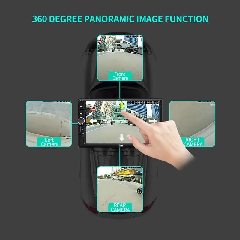 2 din Авторадио " сенсорный экран автомобильный мультимедийный плеер 360 градусов панорамная камера вход AM FM радио 2Din USB AUX Mirrorlink