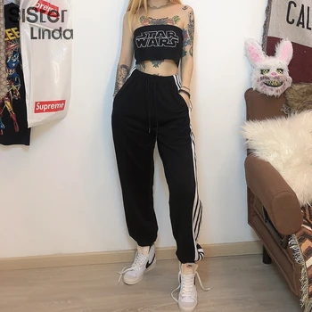 

Sisterlinda Fashion Loose Streetwear Pants For Women Sweatpants High Waist Pants Female Trousers Elastic Sports Joggers Mujer