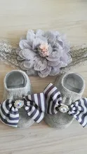 2 unids/set lindo bebé niña diadema calcetines encaje conjunto de lazos con flor corona diademas para recién nacidos niñas diadema turbante bebé accesorios para el pelo