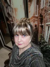 Buqi-flequillo falso para mujer adulta, pinza con flecos, flequillo, negro, marrón, Rubio, accesorios para el cabello