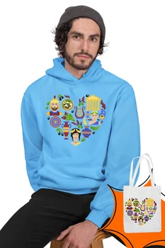 

Angemiel Wear Heart İçindeki Icons Blue Men 'S Hooded Sweatshirt Bags Kombin