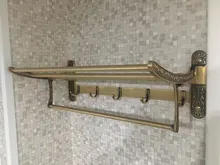 Towel-Rack Hooks Bathroom-Accessories Foldable Antique Aluminum Brass with Active
