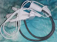 Light-Socket Base Desk-Lamp-Holder Gooseneck Clip-On-Cable Us-Plug On-Off-Switch Flexible