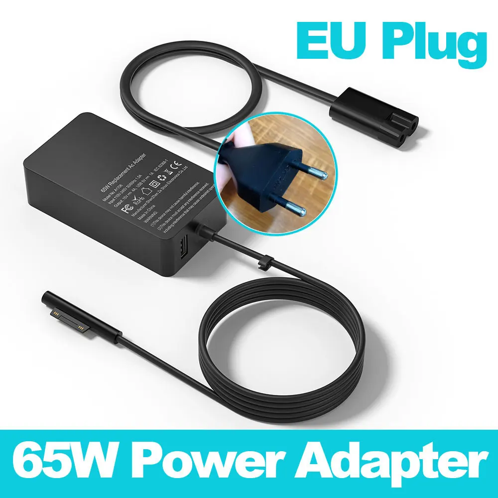 15V 4A 65W Charger for Microsoft Surface Book Pro 3 Pro4 Pro5 Pro6 Pro7 Tablet Adapter PC 1706 Power Charging with 5V 1A USB laptop cover stickers Laptop Accessories