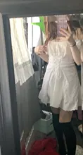 Bazaleas-vestido de encaje bordado blanco para mujer, vestido Vintage de cintura Bandage con lazo cruzado, vestidos de mujer con volantes a la moda