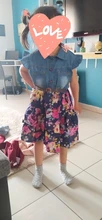 Vestido vaquero Floral para niñas, ropa informal de manga corta con cinturón para fiesta de verano