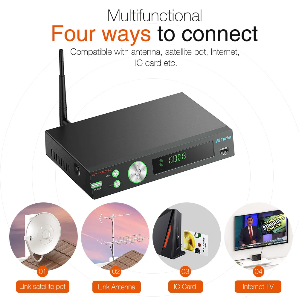 GTmedia V8 ͺ  TV ù, DVB-S2 S2X T2 ̺ Ʃ, 1080P Ǯ HD Freesat V8 ͺ ڴ ű  
