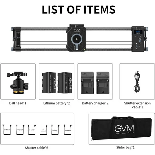 GVM Professional Brushless 2 Axis 32" Motozied Video Carbon Fiber Motorized Camera Slider APP Wireless Control Remote Track Rail