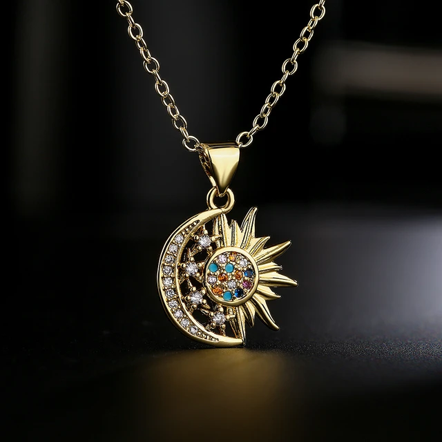 Buy TseenYi Bohemian Necklace Sun/Moon/Star Pendant Necklace with  Rhinestone Gold Chain Jewelry for Women and Girls (Sun) Online at  desertcartINDIA