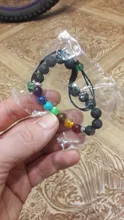 Pulsera clásica de 8mm con cuentas de piedra de Lava para hombre y mujer, cadena de 7 colores, cuerda tejida, Yoga, amistad, joyería ajustable
