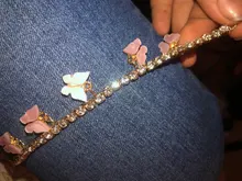 Tobillera de mariposa para mujer, cadena de tenis con diamantes de imitación, joyería para pie, tobillera de playa para verano