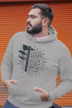 

Angemiel Wear To Break Rules Öğren Gray Men 'S Hooded Sweatshirt