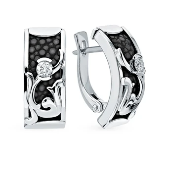 

Gold earrings with diamonds sunlight sample 585