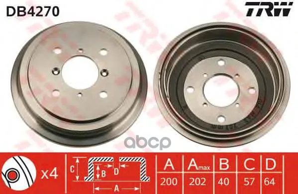 Db4270_барабан Тормозной! Без Abs Suzuki Baleno/Swift All 95 Trw/Lucas Db4270 TRW/Lucas арт. DB4270