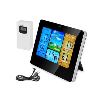 

Weather Station with color display digital indoor outdoor thermometer hygrometer weather forecast alarm for Home Office