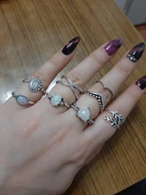 Tocona 9 unids/set Bohemia hoja corazón gota de agua de piedra lunar anillo joyería estilo bohemio Vintage Woemn anillo bisutería boda 9485