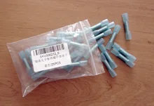 Terminales a tope termorretráctiles, conectores de Cable eléctrico aislados, prensado de 16-14 AWG, color azul, Conector de terminales, 25/50 Uds.