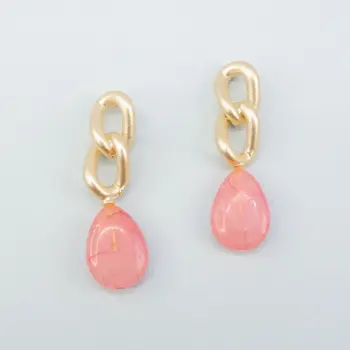 

Earrings jewelery stone on the chain (Lock-Carnation, natural stone, red) 54471
