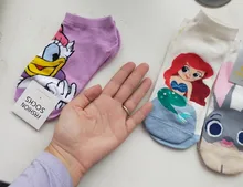 Calcetines de algodón transpirables de dibujos animados para mujer y niña, de Minnie, Mickey Mouse, a la moda, tobilleros, 1 par