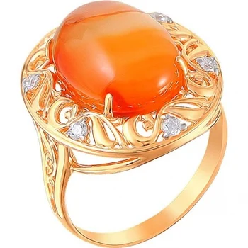 

Esthete ring with chrysoprase and cubic zirconia with gilding