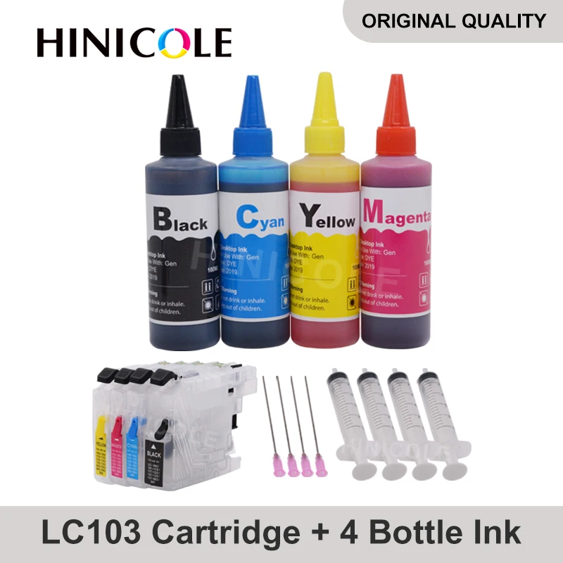 HINICOLE LC103 XL краситель чернильный картридж для принтера Brother LC 103 101 105 107 109 MFC-J4310DW J4410DW J4510D принтер+ бутылка чернил комплект 400 мл