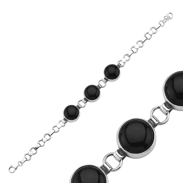 Серебряный 925 пробы Оникс Камень браслет ручной работы