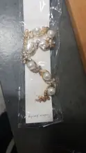 Crystal Bracelet Imitation-Pearl Adjustable Gold Brand-New Chain Hesiod Women Alloy Silver-Color