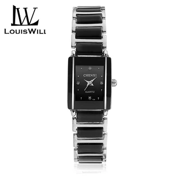 

LouisWill Fashion Women Watch Square Women's Quartz Watch with Diamond Ladies Wristwatches Ceramic Strap Classic Quartz Clock