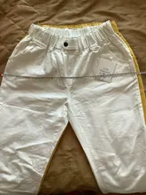 Pantalones harén de algodón para mujer, pantalón vaquero informal combinado con cintura elástica, de talla grande, amarillo y blanco, D321, novedad de verano