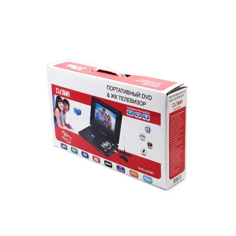 Портативный DVD плеер 7" LS-780T c цифровым тюнером DVB-T2 Поворотный дисплей 270градусов Раз. экрана 1280х720
