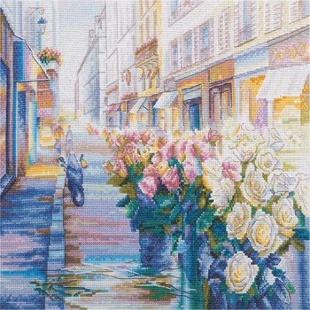 

Gold Collection Embroidery Paris in Bloom Cross Stitch Kits with 14CT Aida Counted Canva & Free Shipping for Home Decor and Gift