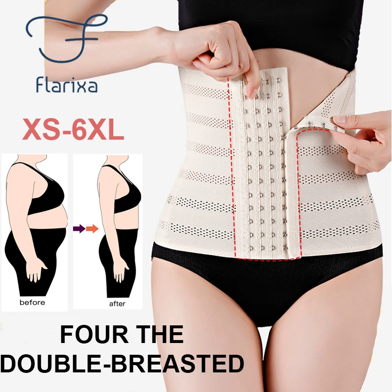 

Flarixa женский спортивный четырехбортный пояс для живота, Обтягивающий корсет для послеродового периода, моделирующий эластичный пояс для похудения живота