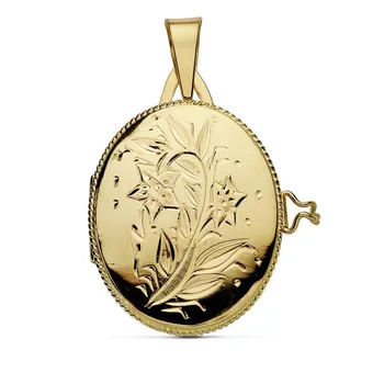 

18k gold pendant photo frame 29mm. Wrought [AA7390]