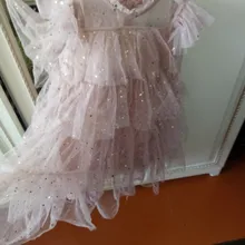Disfraz de Navidad de encaje para niñas, vestido de princesa de manga corta con lentejuelas para verano, Año Nuevo, fiesta de cumpleaños, Rojo