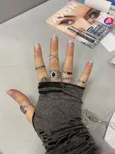 Tocona 14 unids/set Vintage Color de plata antiguo anillo para mujer rosa girasoles Cruz geométrico joyas bohemias 4 кольцо 6391