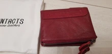 Cartera de piel auténtica para mujer, billetera biplegable, tarjetero de identificación rojo, monedero con doble cremallera, pequeño, 2021