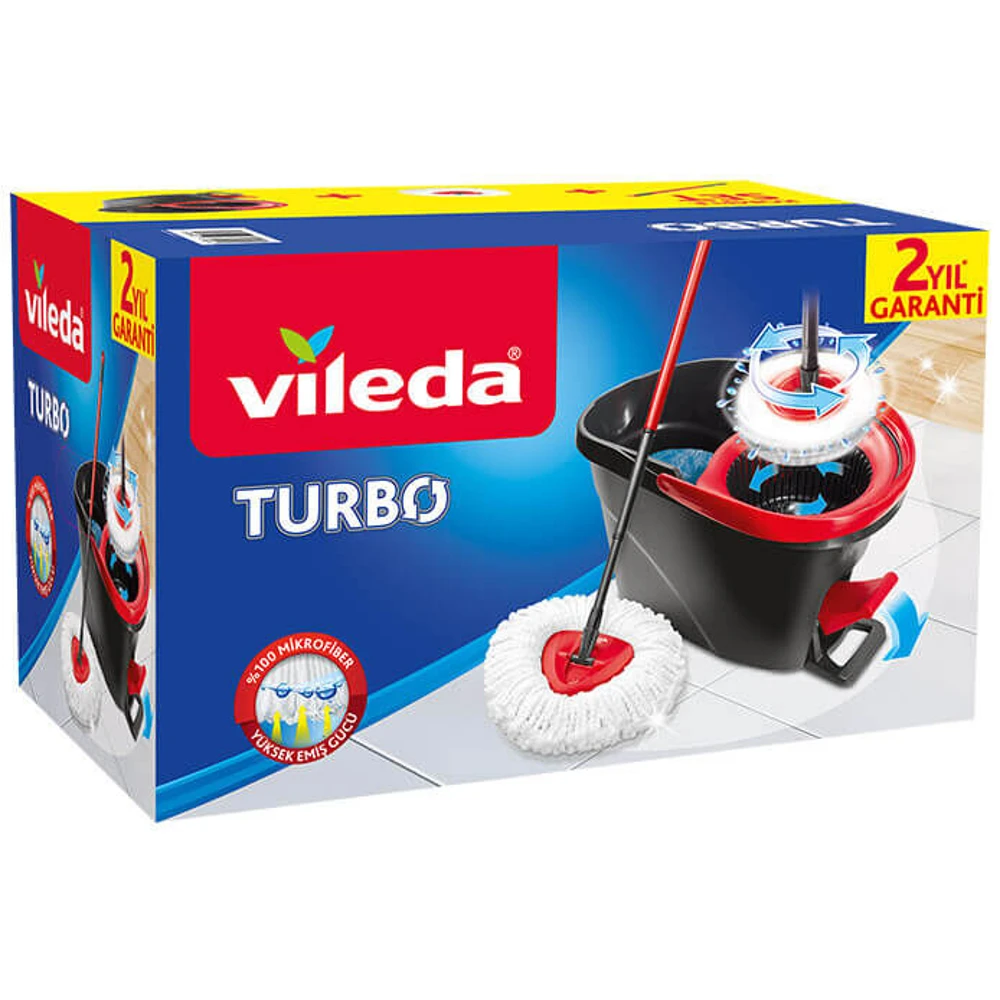 Vileda Turbo Mop Secchio Per Pulizia Pedale Set Lavaggio Pavimento Panno In Microfibra Bagnato Asciutto Mano Libera