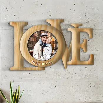 

Personalized Love Design Wooden Wall Clock-2