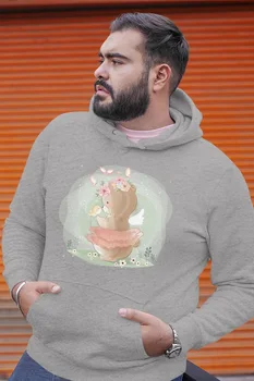 

Angemiel Wear Kuşla Oynuyan Sweet Teddy Bear Gray Men 'S Hooded Sweatshirt