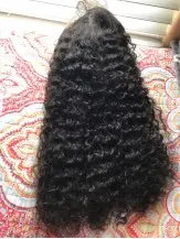 Lucky Queen-pelucas de cabello humano con ondas profundas, encaje de colores frontales, prearrancado, transparente, para mujeres negras